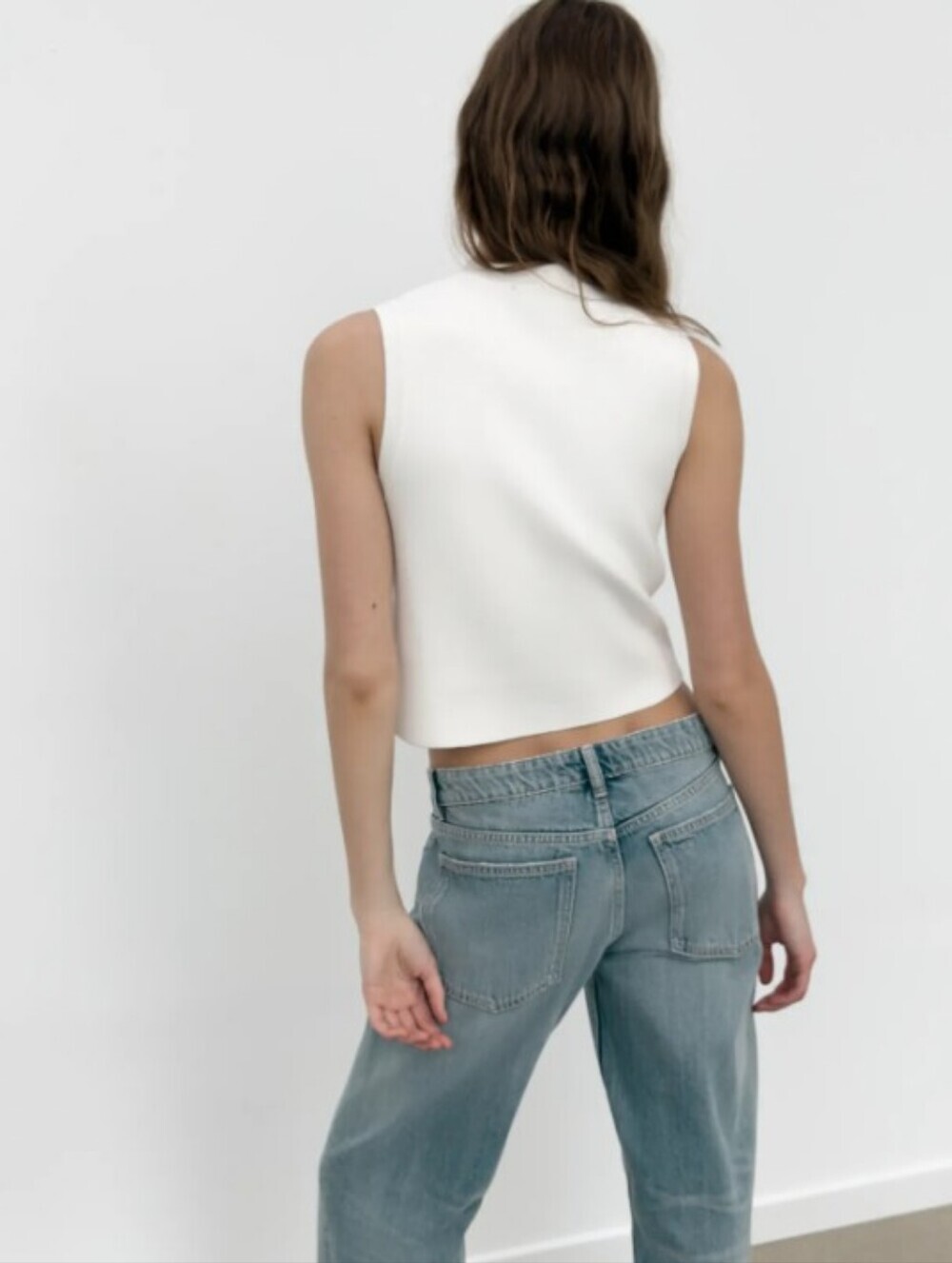 Zara Cream Sleeveless Military Button Vest - Picture 5 of 8